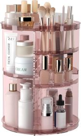Rotating Makeup Organizer, DIY 8 Adjustable Layers 360 Spinning Skincare Organizers, Makeup Storage Carousel Tower with Brush Holder Perfume Tray
